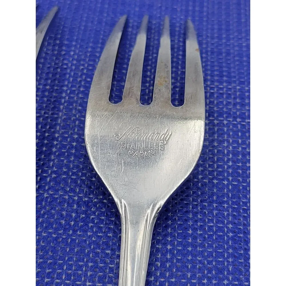NORMANDY Floral Stainless Silverware Japan Set 2 Dinner Fork 7.75